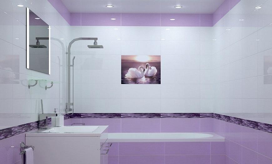 Ванная в фиолетовых тонах.