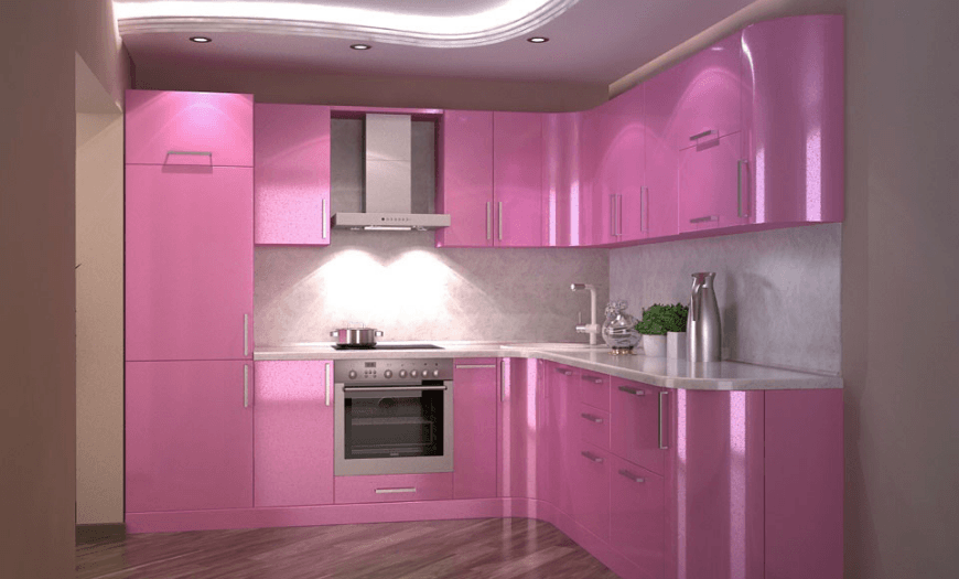 кухня  розового цвета