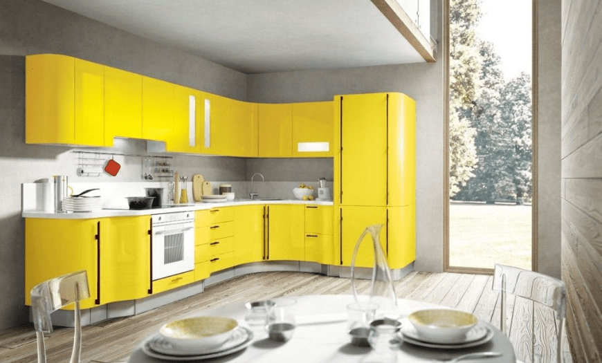 кухня желтого цвета