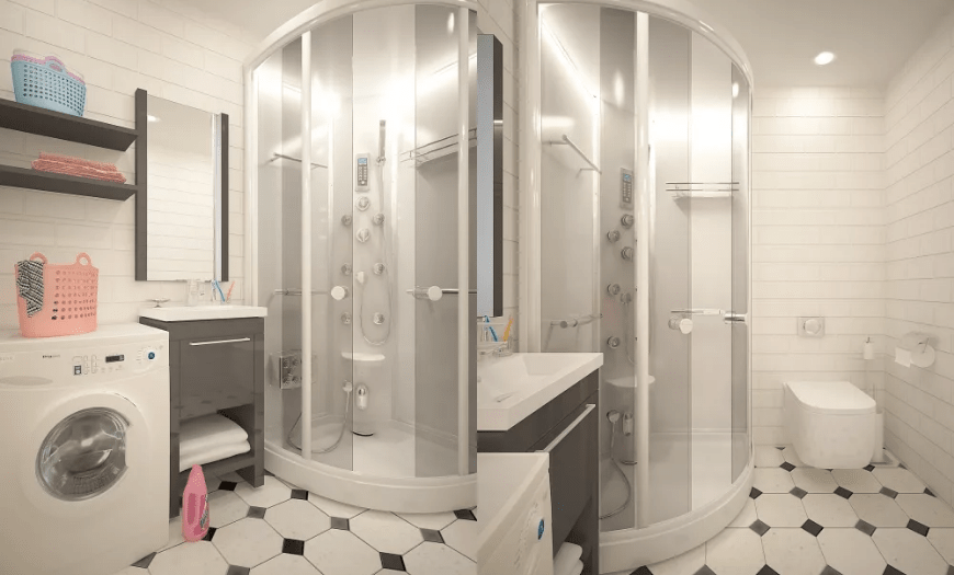 планировка ванной комнаты совмещенной с туалетом фото