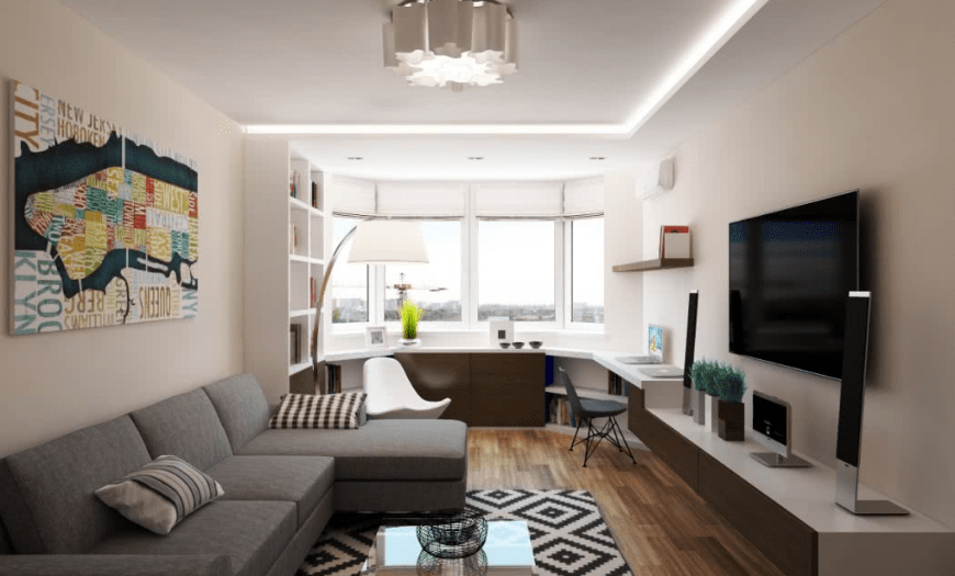 Современный дизайн однокомнатной квартиры. Фото с интерьером 1 комнатных квартир (200+)