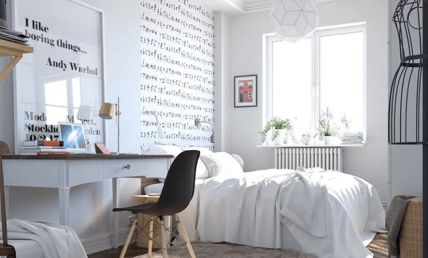 Скандинавский стиль в интерьере комнаты для подростка