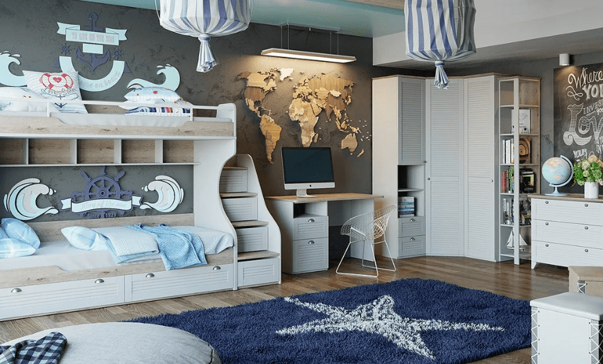 Подростковая комната в морском стиле