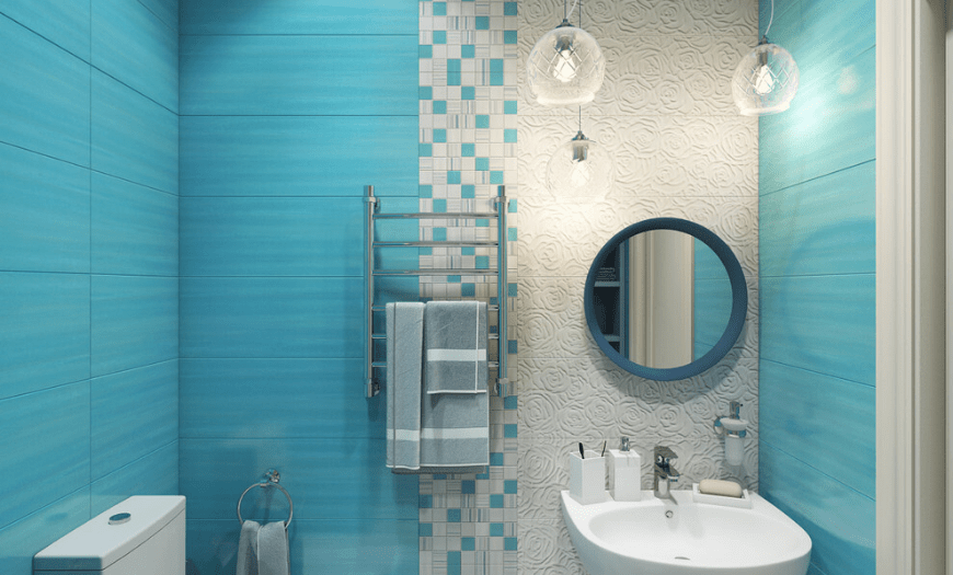 Дизайн туалета в голубом цвете