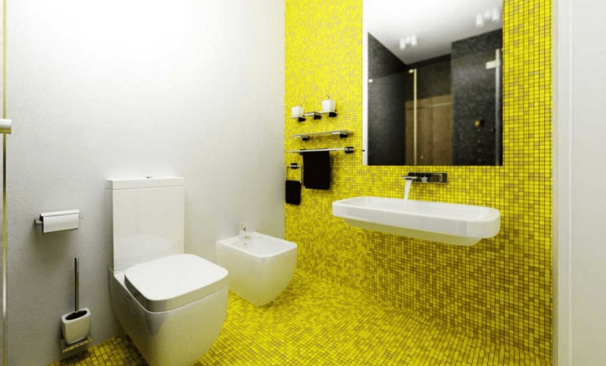 Дизайн туалета в желтом цвете