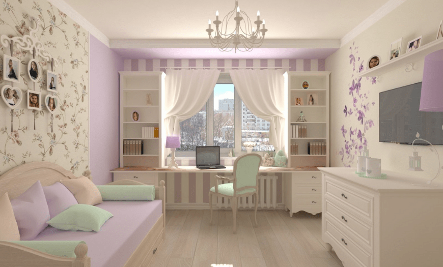 Интерьер комнаты для школьницы